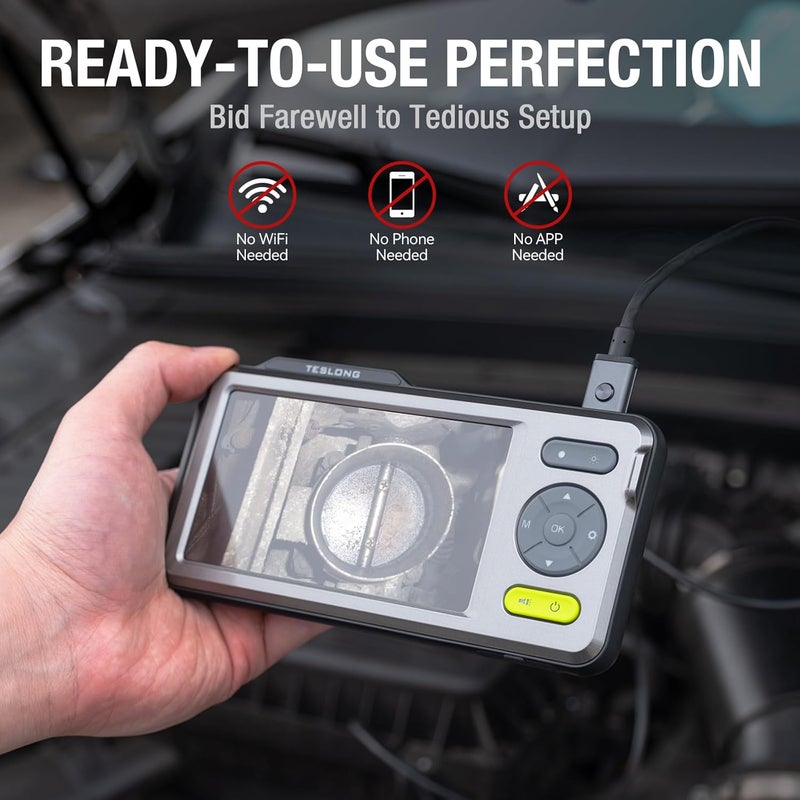 Teslong 5mm Dual Lens Inspection Camera, Borescope with LED Light, HD Industrial Endoscope, 5" IPS Screen, Waterproof Video Scope Camera, Flexible Cable for Home/Automotive/Pipe/Car/Wall(5FT) - Image 5